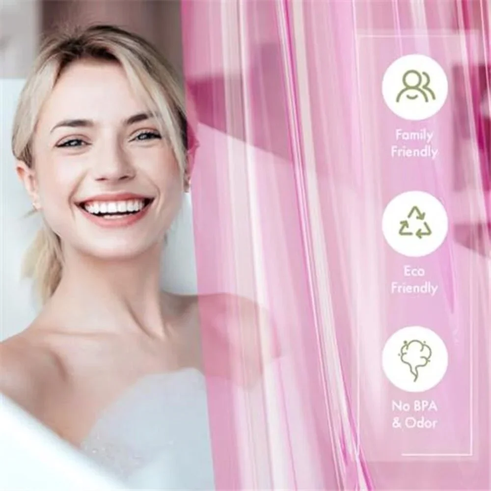 Shower Curtain Liner, 72x72 Transparent Hot Pink Shower Liner Lightweight
